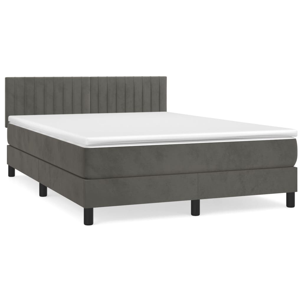 Boxspring met matras fluweel donkergrijs 140x190 cm Bedden & bedframes | Creëer jouw Trendy Thuis | Gratis bezorgd & Retour | Trendy.nl