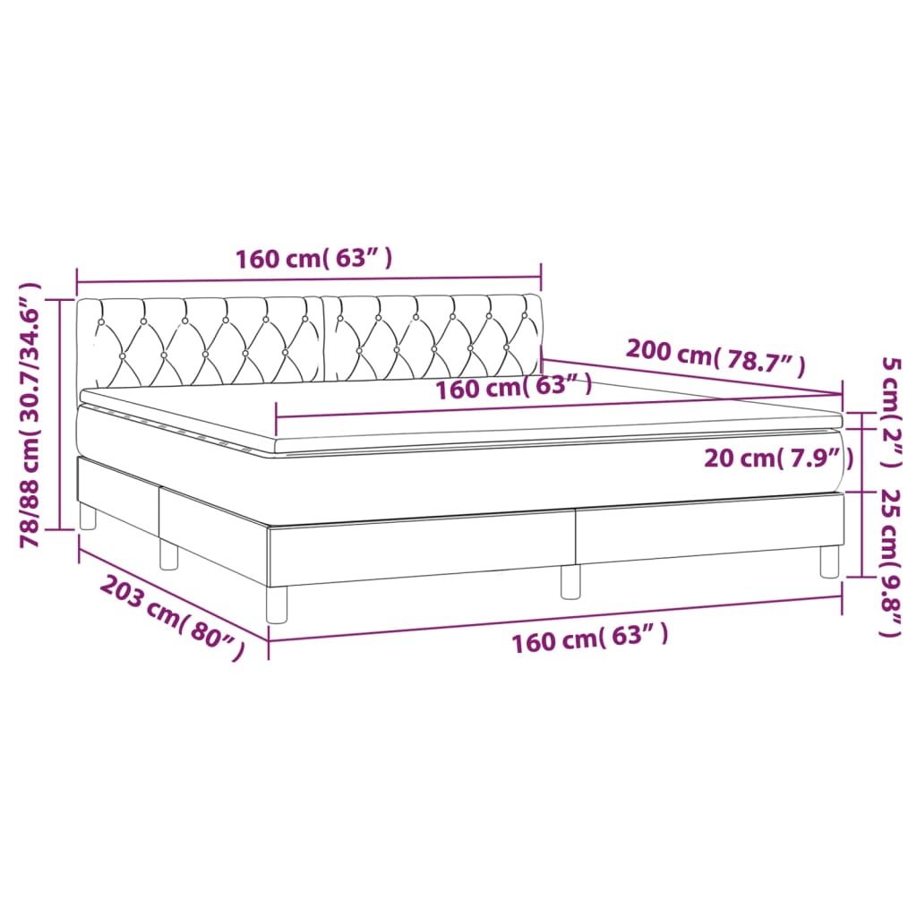 Boxspring met matras fluweel donkergroen 160x200 cm