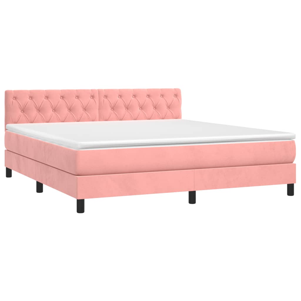 Boxspring met matras fluweel roze 160x200 cm