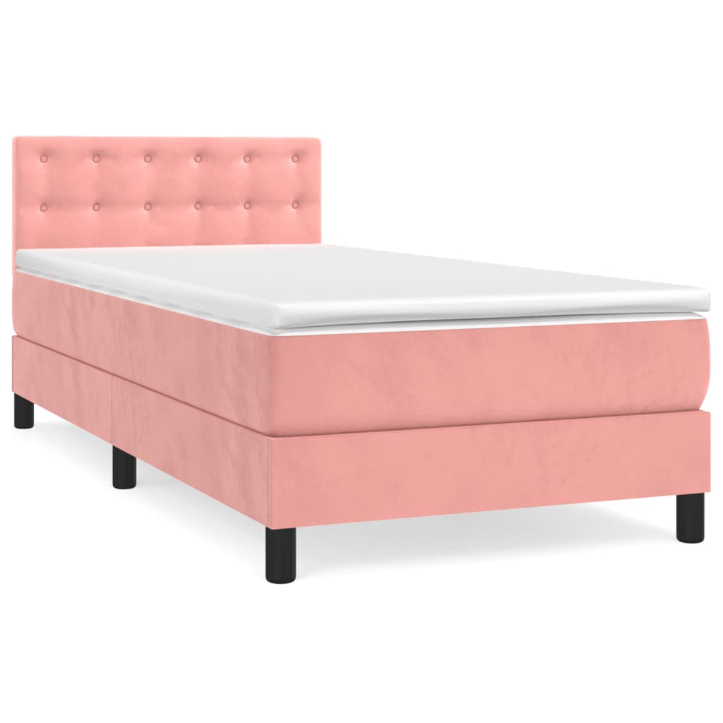 Boxspring met matras fluweel roze 90x190 cm Bedden & bedframes | Creëer jouw Trendy Thuis | Gratis bezorgd & Retour | Trendy.nl