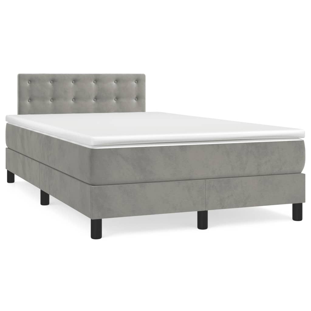 Boxspring met matras fluweel lichtgrijs 120x200 cm Bedden & bedframes | Creëer jouw Trendy Thuis | Gratis bezorgd & Retour | Trendy.nl