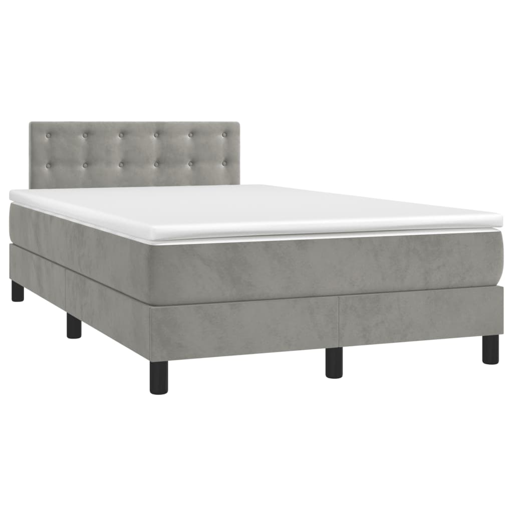 Boxspring met matras fluweel lichtgrijs 120x200 cm Bedden & bedframes | Creëer jouw Trendy Thuis | Gratis bezorgd & Retour | Trendy.nl