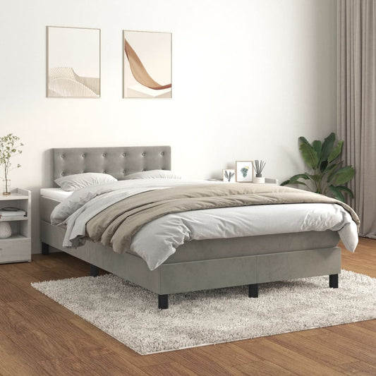 Boxspring met matras fluweel lichtgrijs 120x200 cm Bedden & bedframes | Creëer jouw Trendy Thuis | Gratis bezorgd & Retour | Trendy.nl