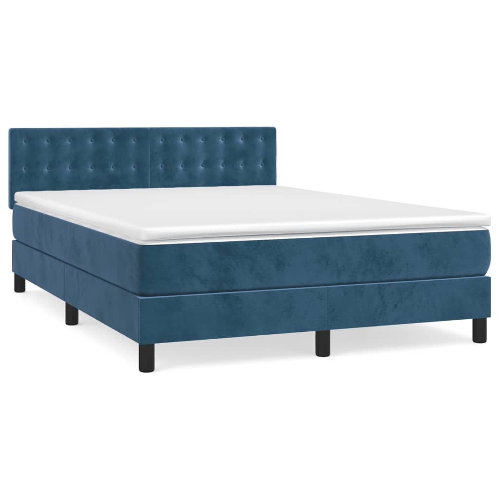 Boxspring met matras fluweel donkerblauw 140x200 cm Bedden & bedframes | Creëer jouw Trendy Thuis | Gratis bezorgd & Retour | Trendy.nl