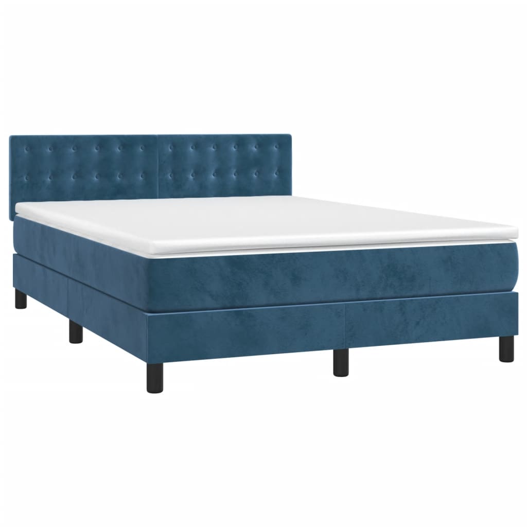 Boxspring met matras fluweel donkerblauw 140x200 cm Bedden & bedframes | Creëer jouw Trendy Thuis | Gratis bezorgd & Retour | Trendy.nl