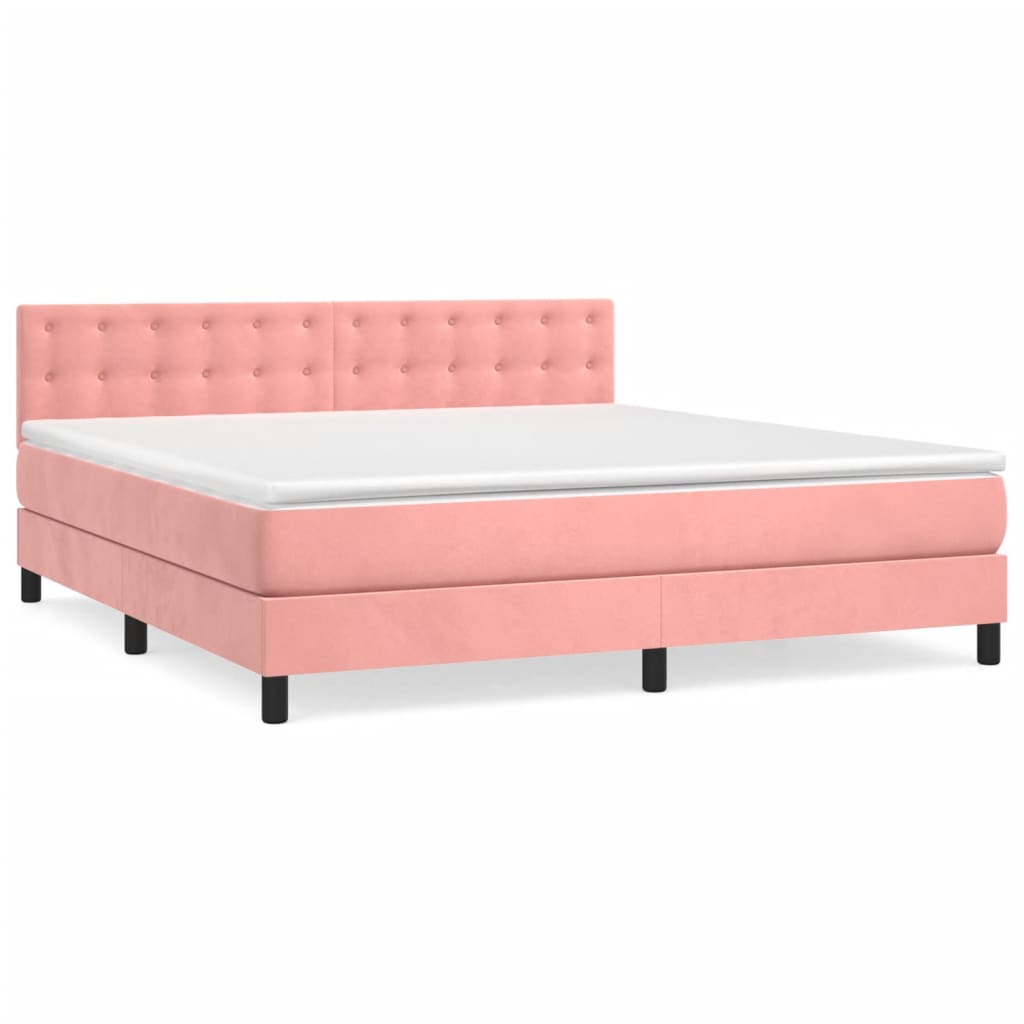 Boxspring met matras fluweel roze 180x200 cm Bedden & bedframes | Creëer jouw Trendy Thuis | Gratis bezorgd & Retour | Trendy.nl