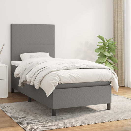 Boxspring met matras stof donkergrijs 80x200 cm Bedden & bedframes | Creëer jouw Trendy Thuis | Gratis bezorgd & Retour | Trendy.nl