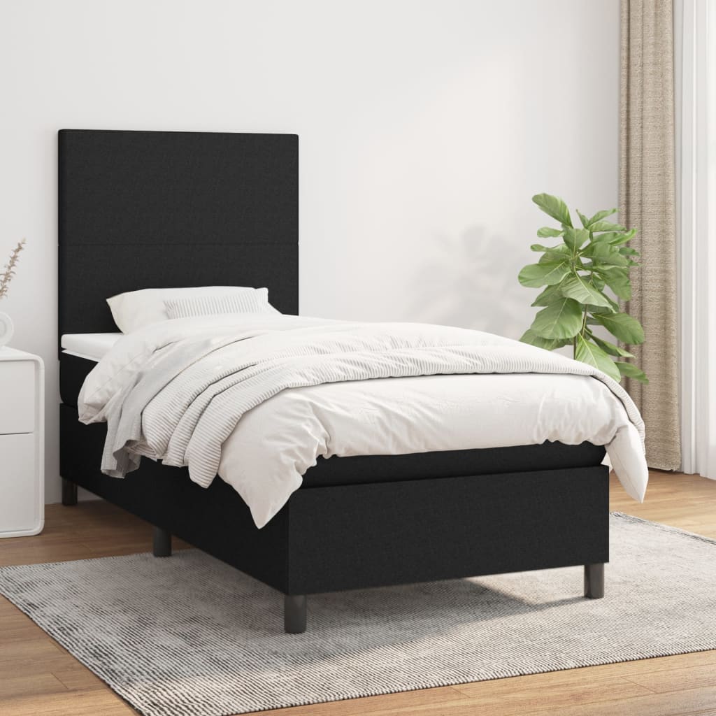 Boxspring met matras stof zwart 90x190 cm Bedden & bedframes | Creëer jouw Trendy Thuis | Gratis bezorgd & Retour | Trendy.nl