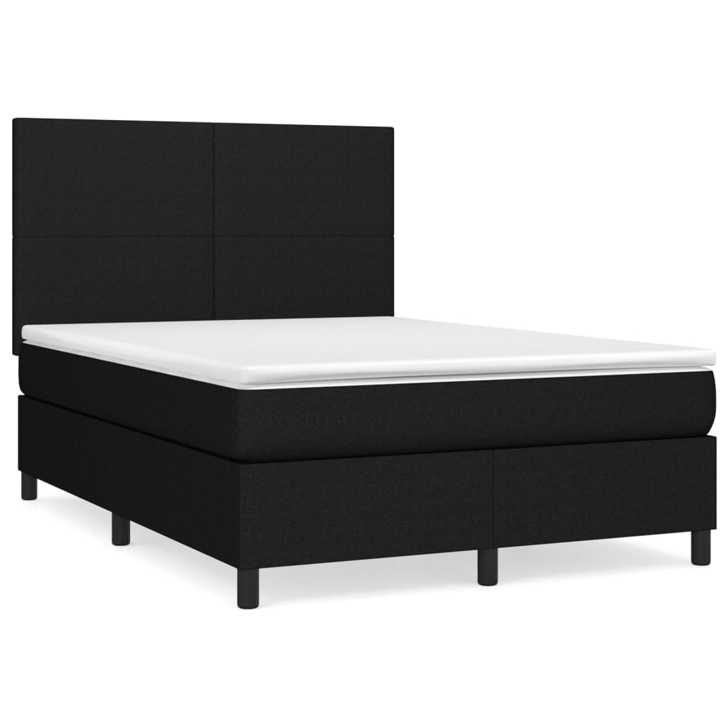 Boxspring met matras stof zwart 140x190 cm Bedden & bedframes | Creëer jouw Trendy Thuis | Gratis bezorgd & Retour | Trendy.nl