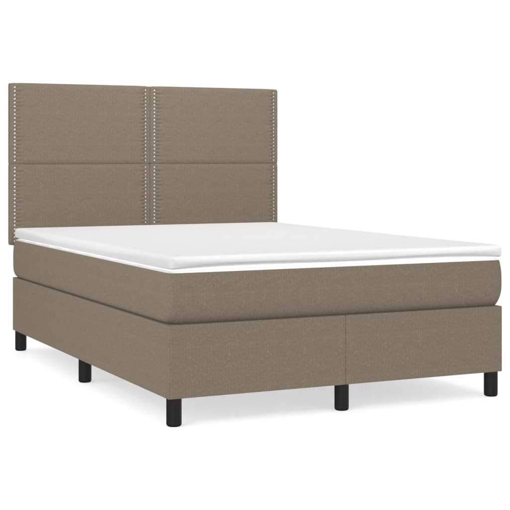 Boxspring met matras stof taupe 140x190 cm Bedden & bedframes | Creëer jouw Trendy Thuis | Gratis bezorgd & Retour | Trendy.nl