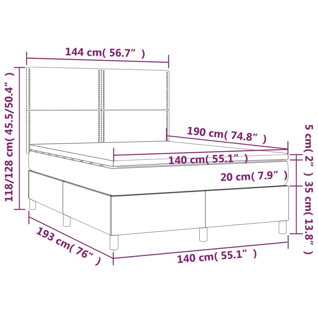 Boxspring met matras stof taupe 140x190 cm Bedden & bedframes | Creëer jouw Trendy Thuis | Gratis bezorgd & Retour | Trendy.nl