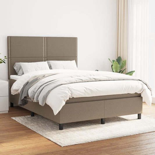 Boxspring met matras stof taupe 140x190 cm Bedden & bedframes | Creëer jouw Trendy Thuis | Gratis bezorgd & Retour | Trendy.nl