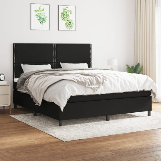 Boxspring met matras stof zwart 160x200 cm Bedden & bedframes | Creëer jouw Trendy Thuis | Gratis bezorgd & Retour | Trendy.nl