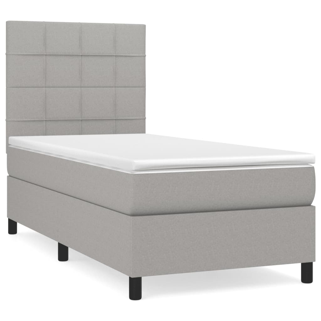 Boxspring met matras stof lichtgrijs 90x190 cm Bedden & bedframes | Creëer jouw Trendy Thuis | Gratis bezorgd & Retour | Trendy.nl