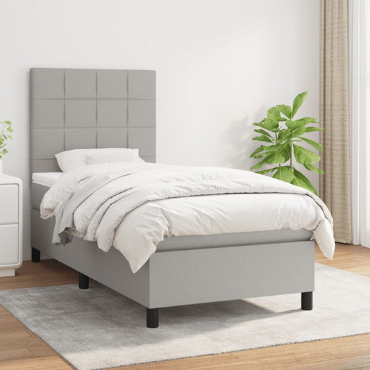 Boxspring met matras stof lichtgrijs 90x190 cm Bedden & bedframes | Creëer jouw Trendy Thuis | Gratis bezorgd & Retour | Trendy.nl