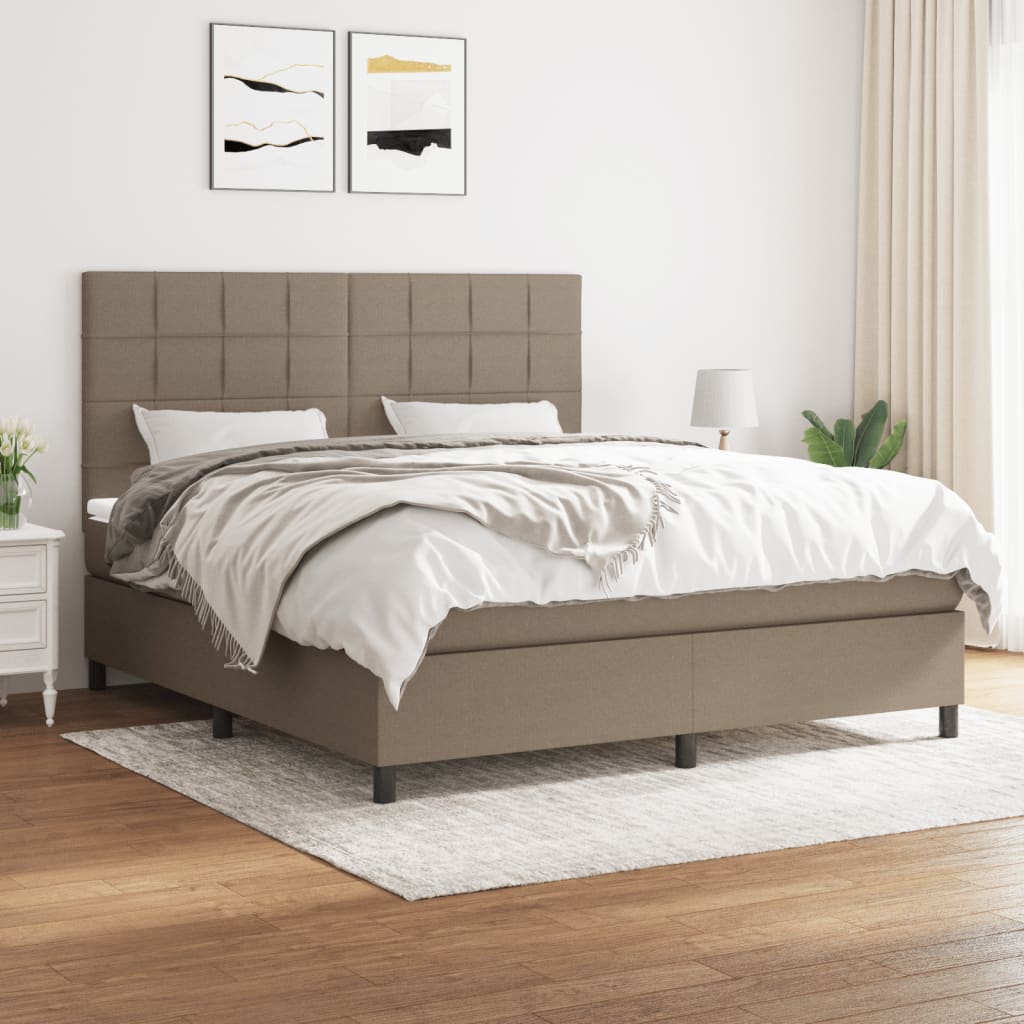 Boxspring met matras stof taupe 180x200 cm Bedden & bedframes | Creëer jouw Trendy Thuis | Gratis bezorgd & Retour | Trendy.nl