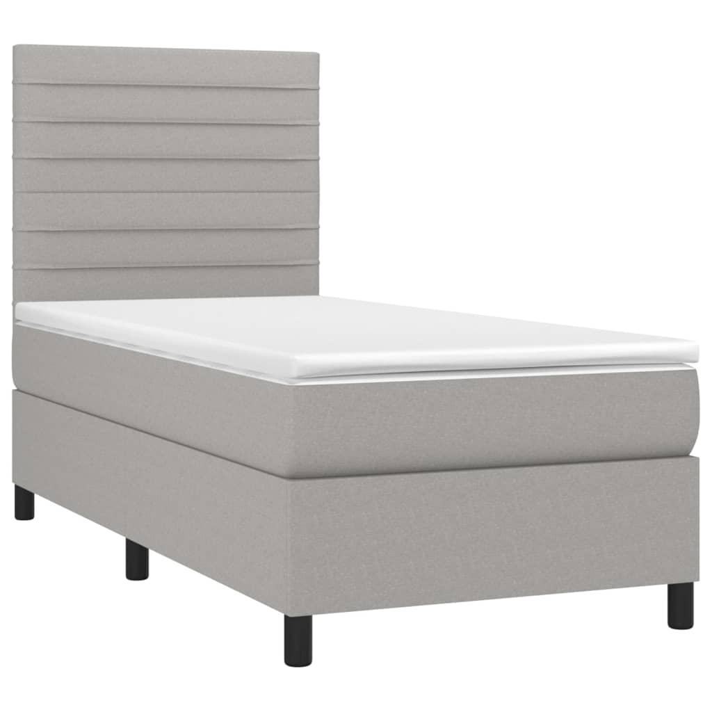 Boxspring met matras stof lichtgrijs 90x190 cm Bedden & bedframes | Creëer jouw Trendy Thuis | Gratis bezorgd & Retour | Trendy.nl