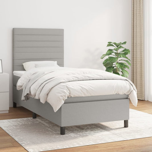 Boxspring met matras stof lichtgrijs 90x190 cm Bedden & bedframes | Creëer jouw Trendy Thuis | Gratis bezorgd & Retour | Trendy.nl