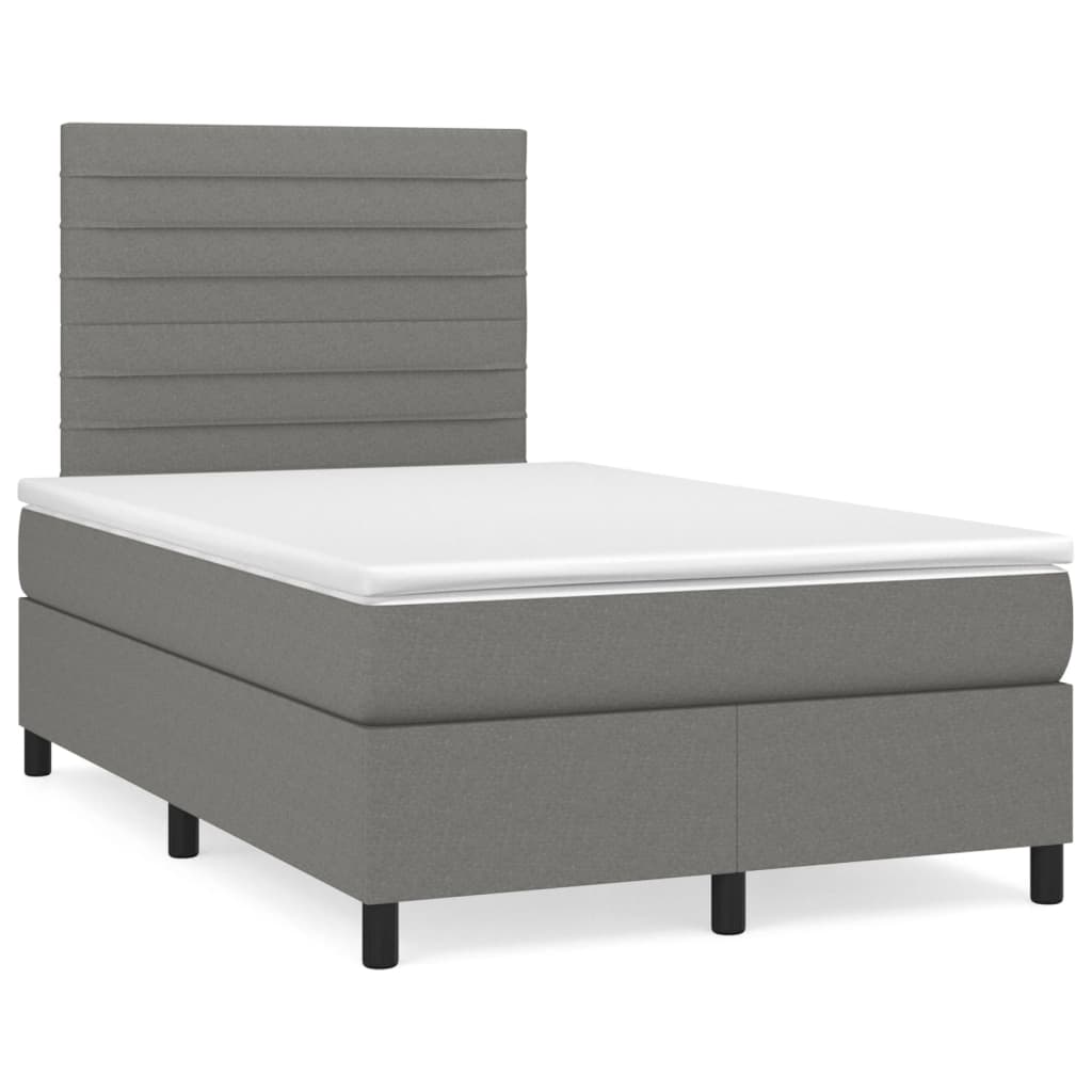 Boxspring met matras stof donkergrijs 120x200 cm Bedden & bedframes | Creëer jouw Trendy Thuis | Gratis bezorgd & Retour | Trendy.nl