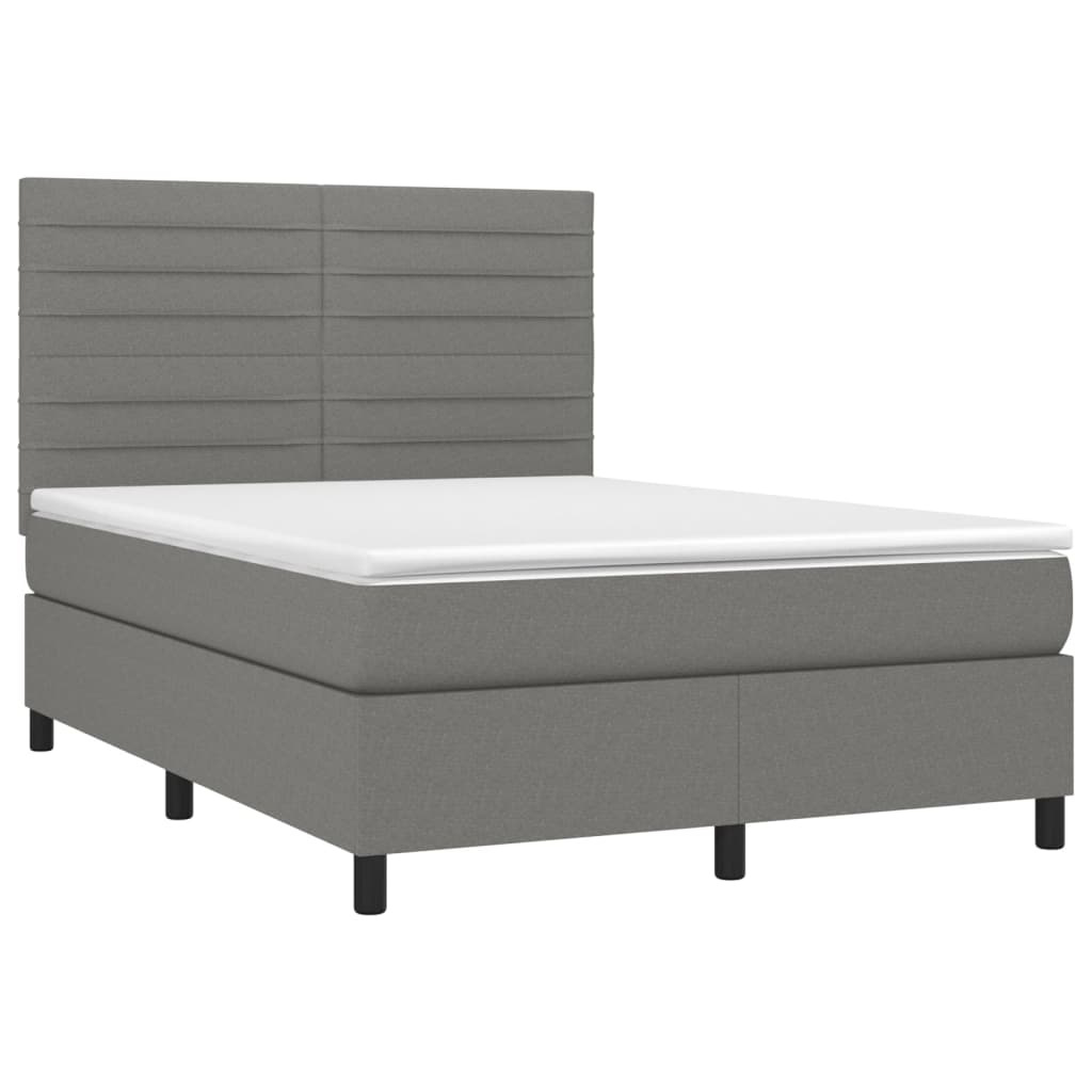 Boxspring met matras stof donkergrijs 140x190 cm Bedden & bedframes | Creëer jouw Trendy Thuis | Gratis bezorgd & Retour | Trendy.nl