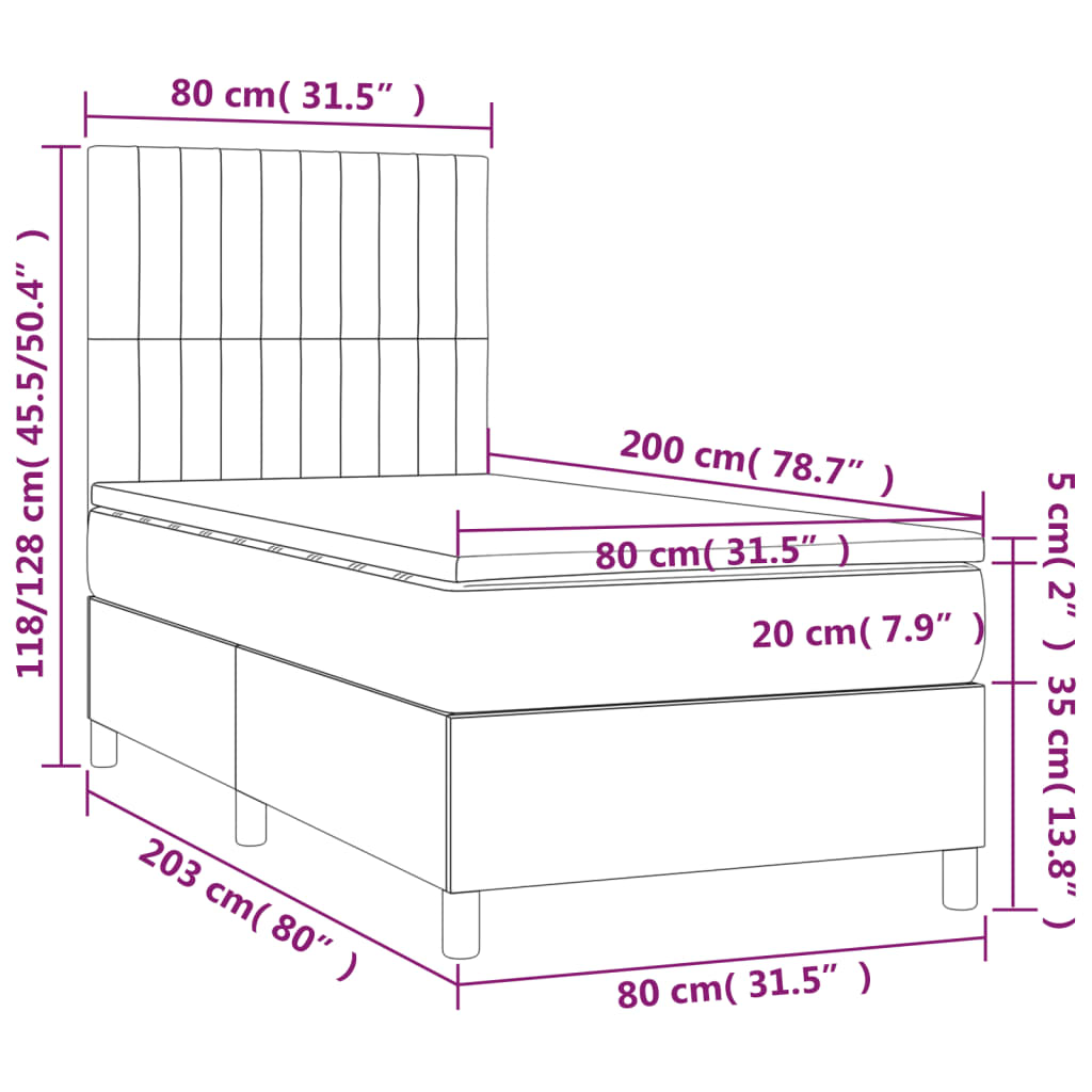 Boxspring met matras stof zwart 80x200 cm Bedden & bedframes | Creëer jouw Trendy Thuis | Gratis bezorgd & Retour | Trendy.nl