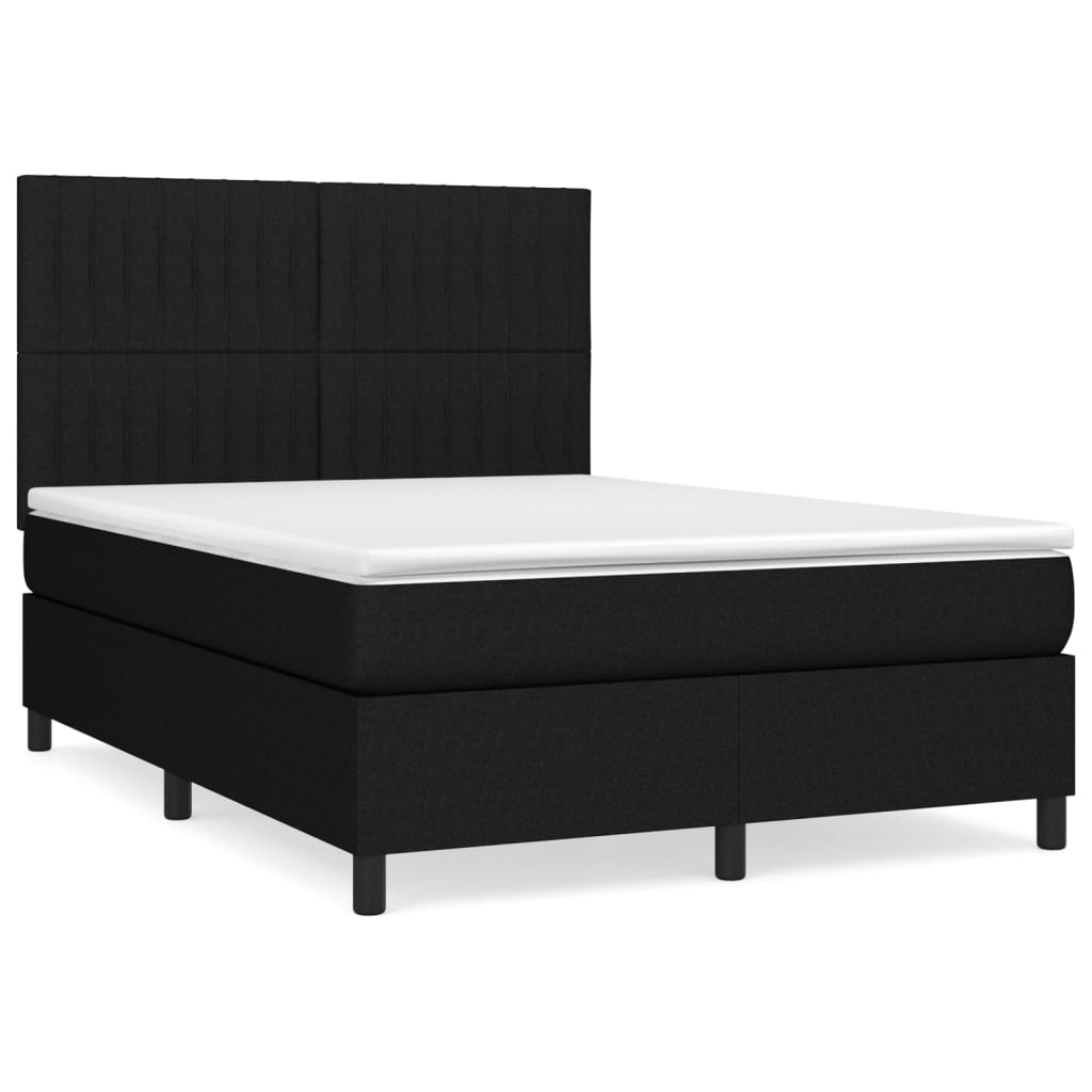 Boxspring met matras stof zwart 140x190 cm Bedden & bedframes | Creëer jouw Trendy Thuis | Gratis bezorgd & Retour | Trendy.nl