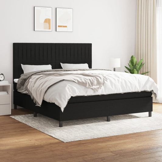 Boxspring met matras stof zwart 160x200 cm Bedden & bedframes | Creëer jouw Trendy Thuis | Gratis bezorgd & Retour | Trendy.nl