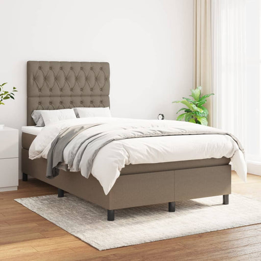 Boxspring met matras stof taupe 120x200 cm Bedden & bedframes | Creëer jouw Trendy Thuis | Gratis bezorgd & Retour | Trendy.nl