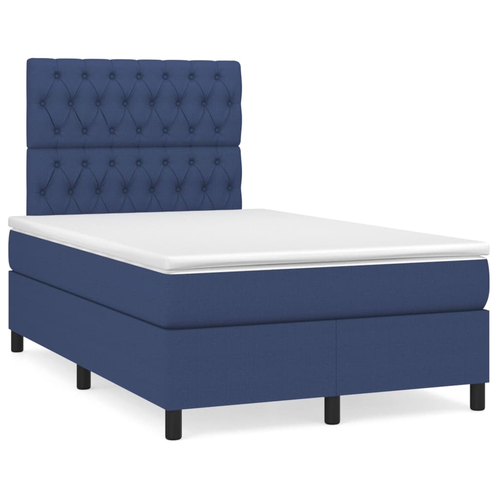 Boxspring met matras stof blauw 120x200 cm Bedden & bedframes | Creëer jouw Trendy Thuis | Gratis bezorgd & Retour | Trendy.nl