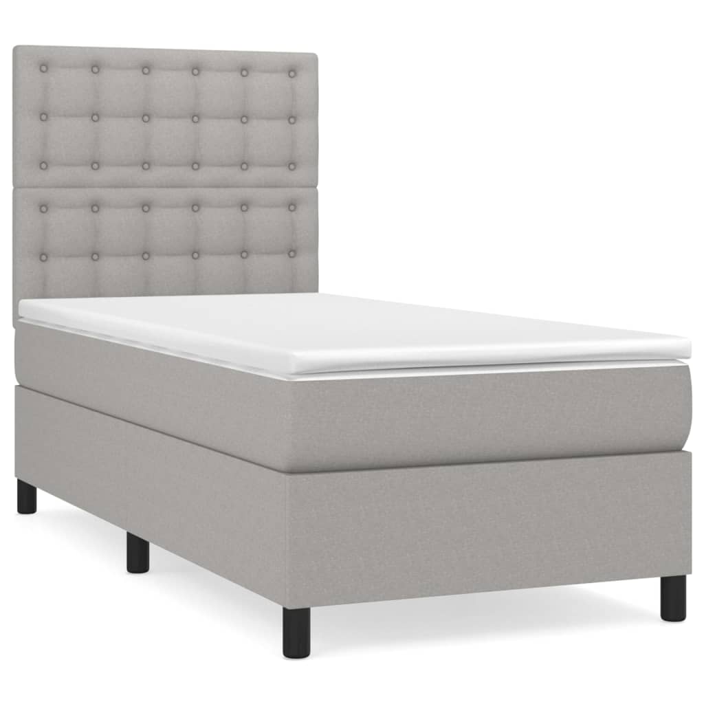 Boxspring met matras stof lichtgrijs 90x190 cm Bedden & bedframes | Creëer jouw Trendy Thuis | Gratis bezorgd & Retour | Trendy.nl