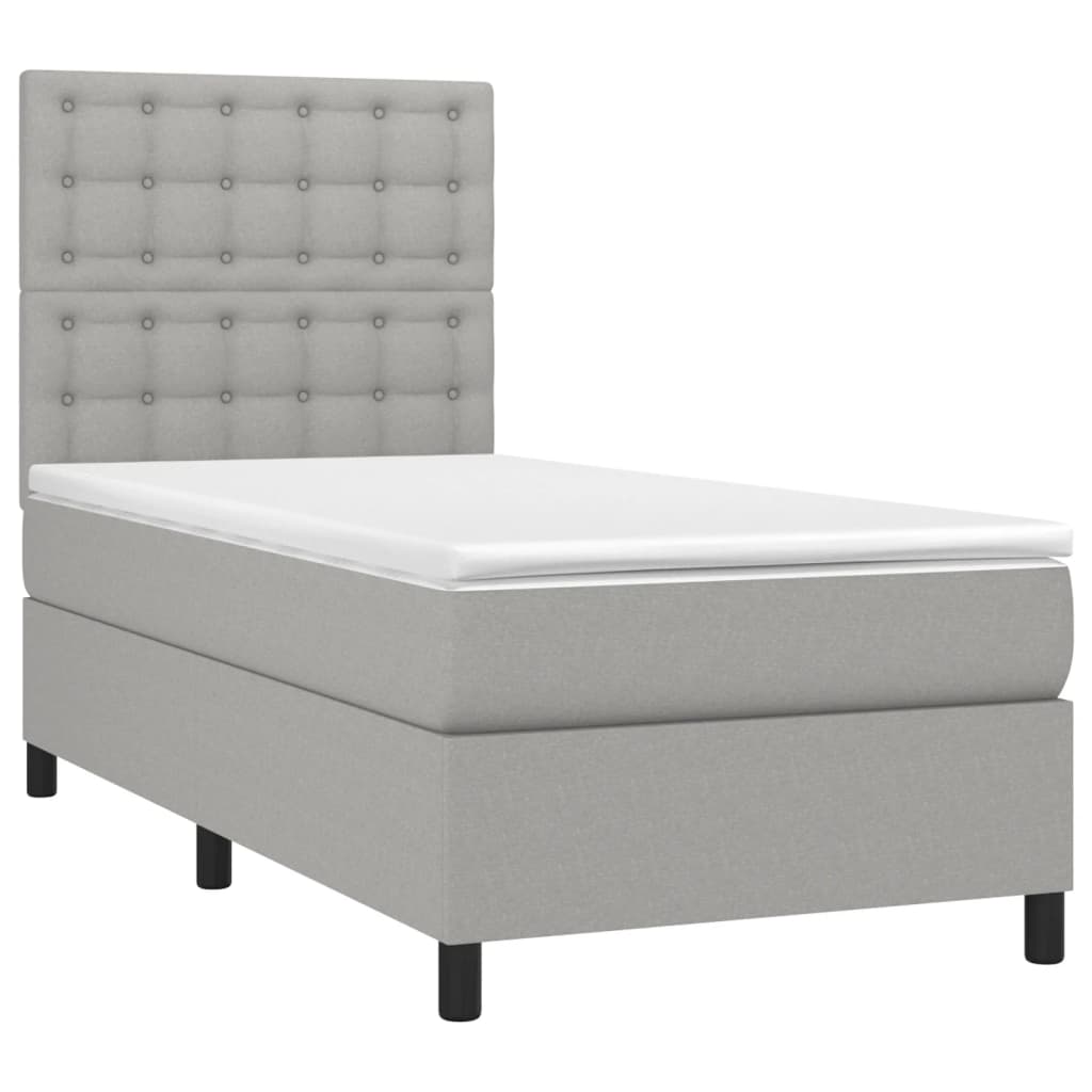 Boxspring met matras stof lichtgrijs 90x190 cm Bedden & bedframes | Creëer jouw Trendy Thuis | Gratis bezorgd & Retour | Trendy.nl