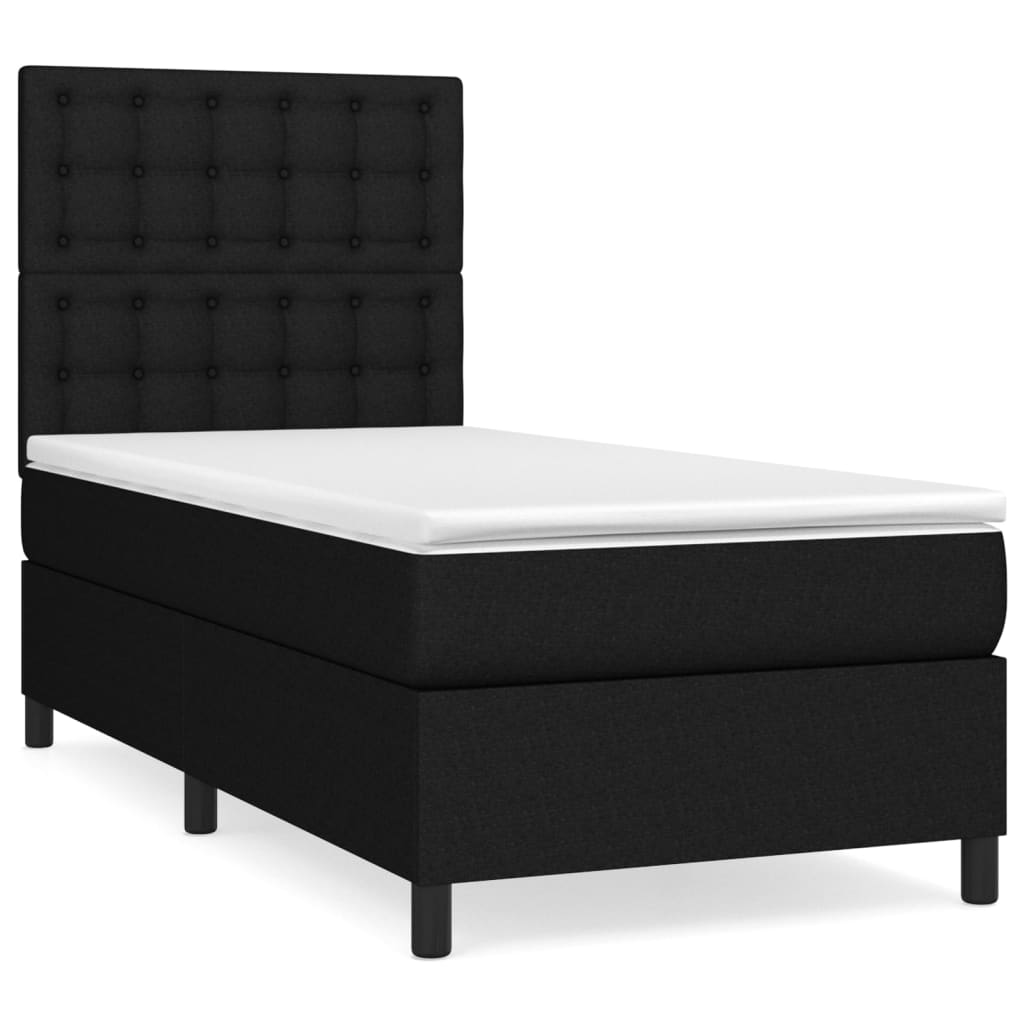 Boxspring met matras stof zwart 90x190 cm Bedden & bedframes | Creëer jouw Trendy Thuis | Gratis bezorgd & Retour | Trendy.nl