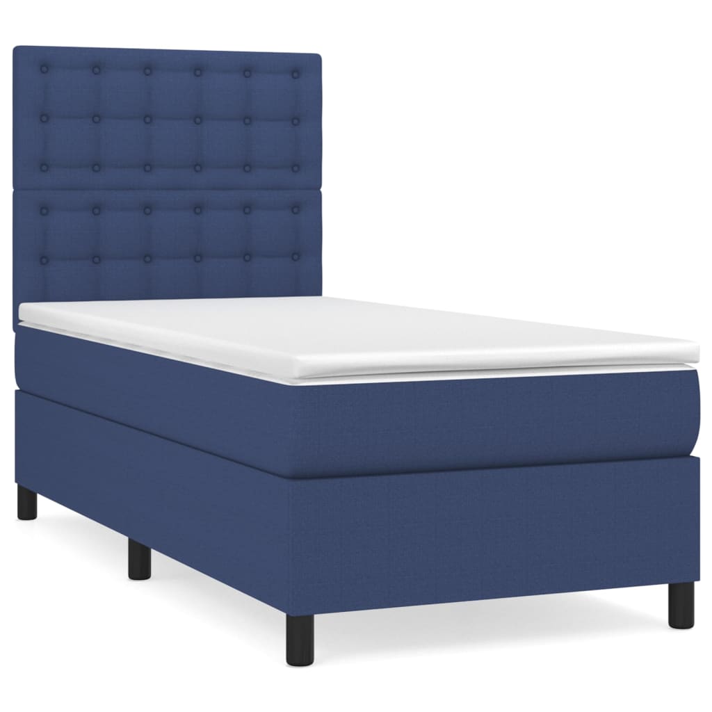 Boxspring met matras stof blauw 90x190 cm Bedden & bedframes | Creëer jouw Trendy Thuis | Gratis bezorgd & Retour | Trendy.nl