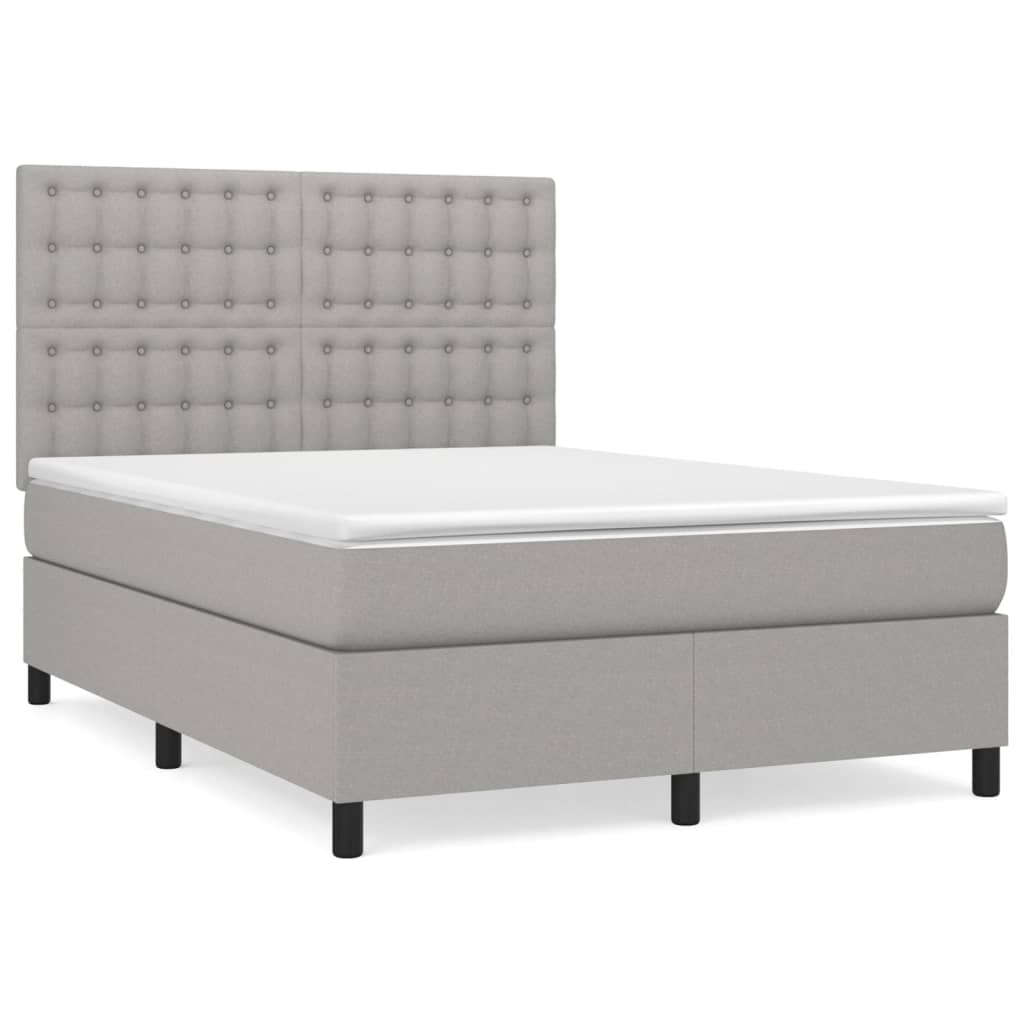 Boxspring met matras stof lichtgrijs 140x190 cm Bedden & bedframes | Creëer jouw Trendy Thuis | Gratis bezorgd & Retour | Trendy.nl