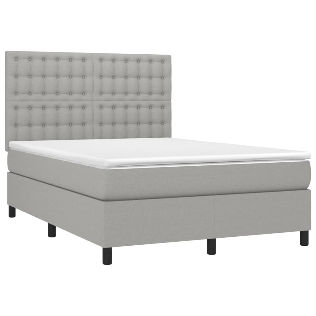 Boxspring met matras stof lichtgrijs 140x190 cm Bedden & bedframes | Creëer jouw Trendy Thuis | Gratis bezorgd & Retour | Trendy.nl