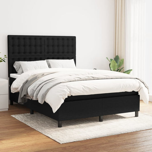 Boxspring met matras stof zwart 140x190 cm Bedden & bedframes | Creëer jouw Trendy Thuis | Gratis bezorgd & Retour | Trendy.nl