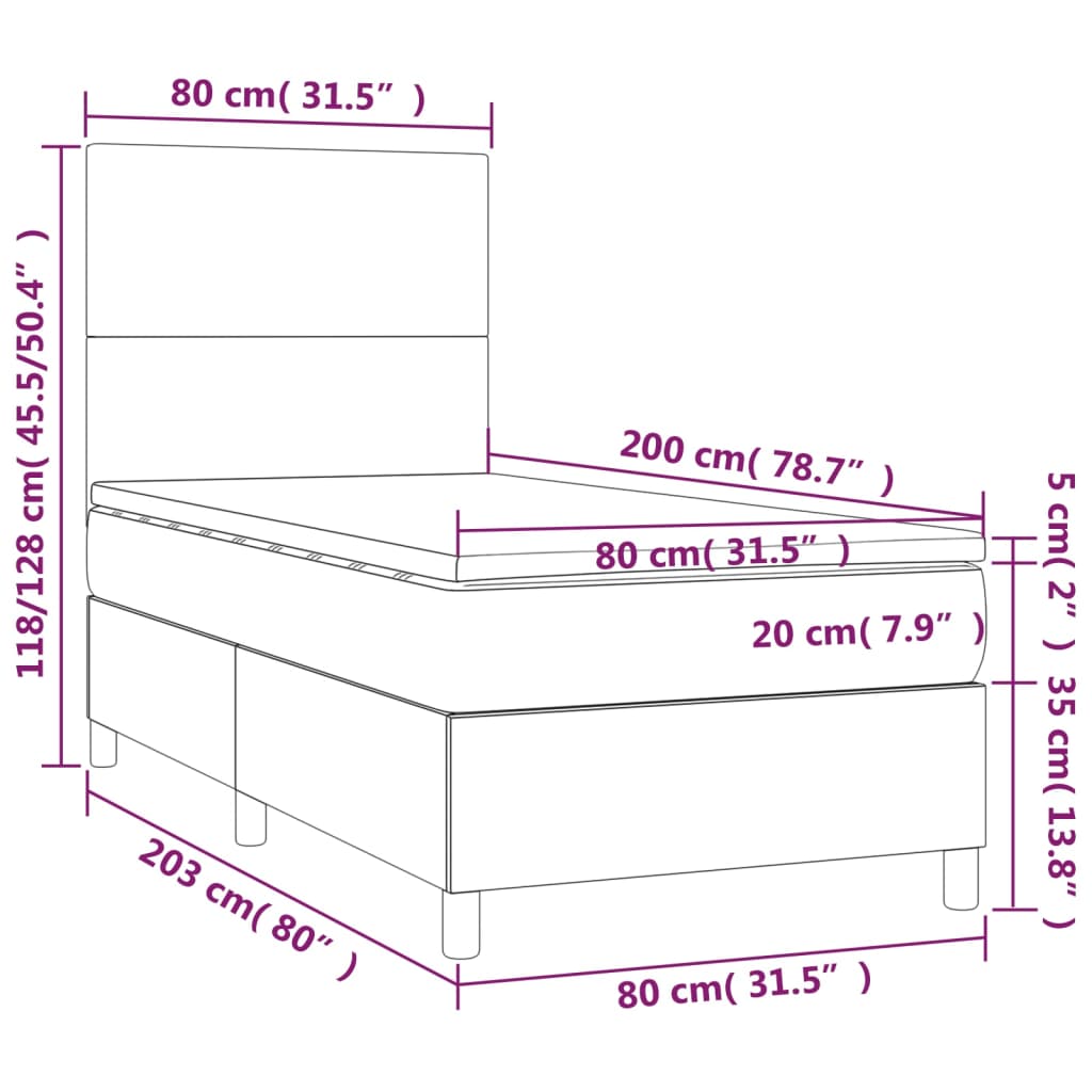 Boxspring met matras stof zwart 80x200 cm Bedden & bedframes | Creëer jouw Trendy Thuis | Gratis bezorgd & Retour | Trendy.nl