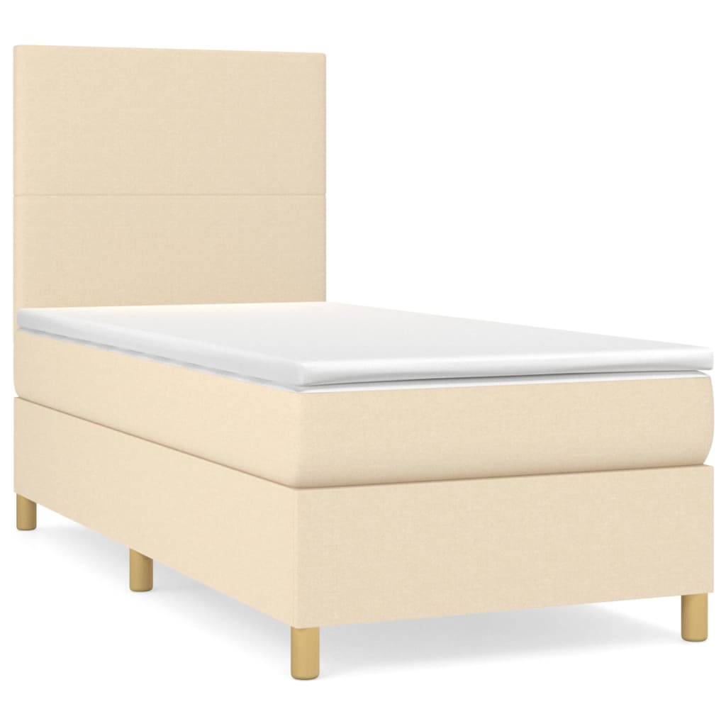 Boxspring met matras stof crèmekleurig 90x190 cm