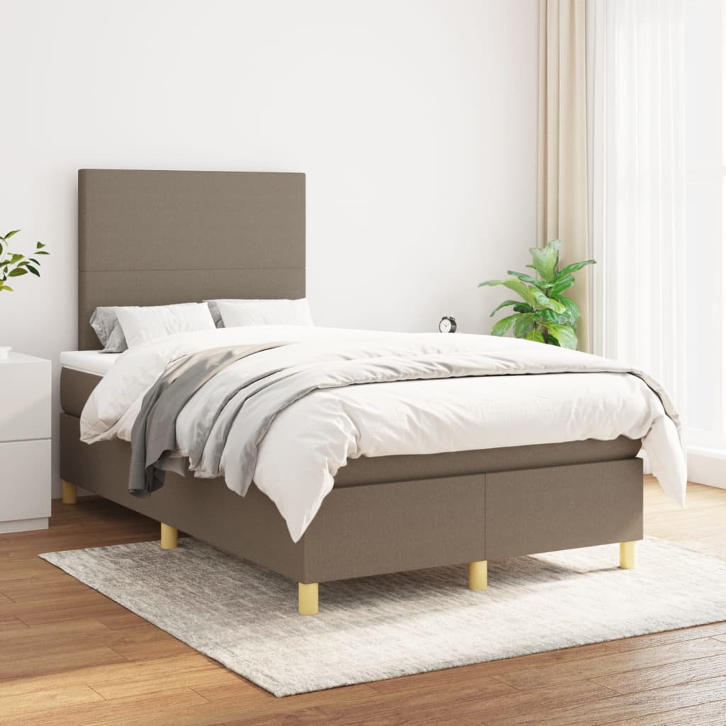 Boxspring met matras stof taupe 120x200 cm Bedden & bedframes | Creëer jouw Trendy Thuis | Gratis bezorgd & Retour | Trendy.nl