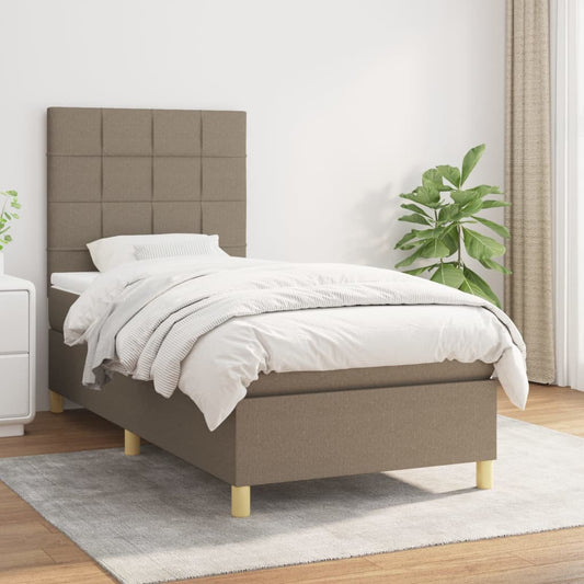 Boxspring met matras stof taupe 80x200 cm