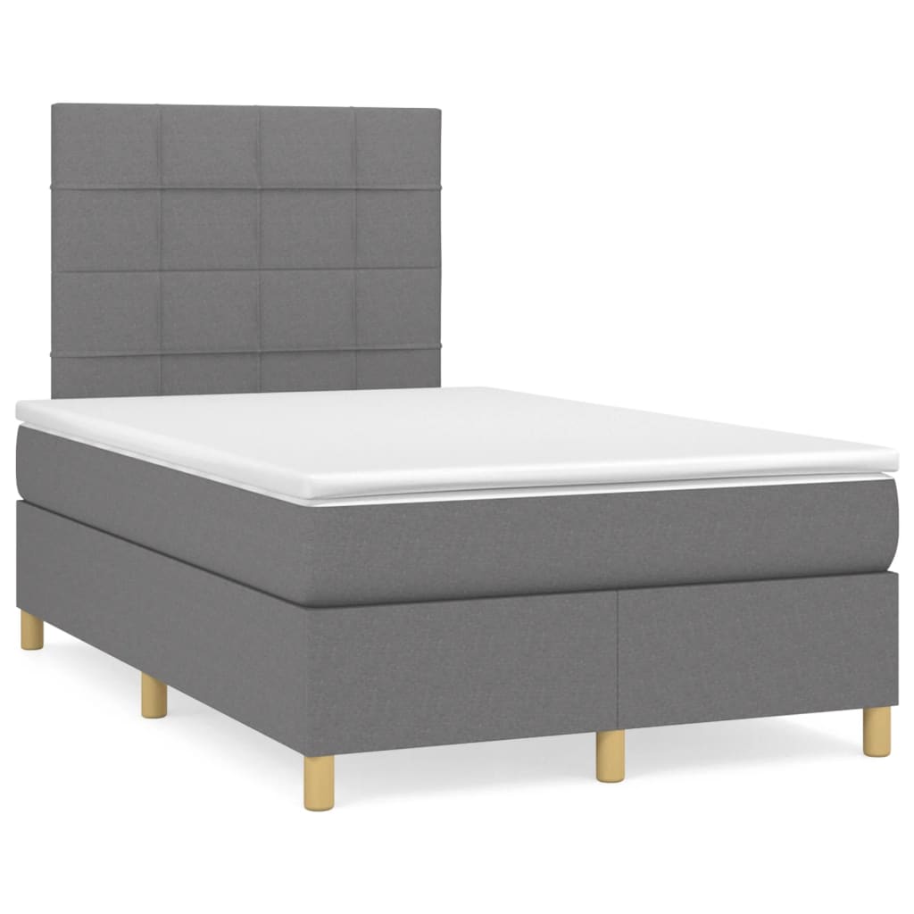 Boxspring met matras stof donkergrijs 120x200 cm Bedden & bedframes | Creëer jouw Trendy Thuis | Gratis bezorgd & Retour | Trendy.nl