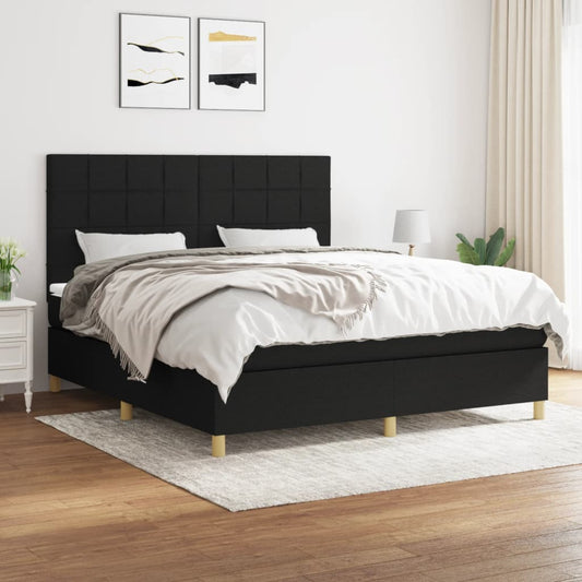 Boxspring met matras stof zwart 180x200 cm Bedden & bedframes | Creëer jouw Trendy Thuis | Gratis bezorgd & Retour | Trendy.nl