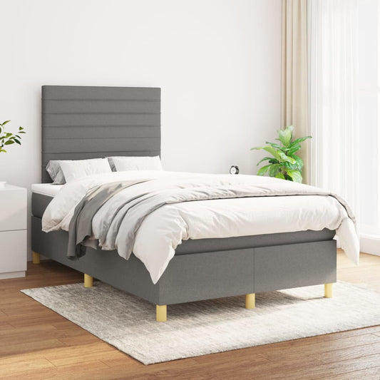 Boxspring met matras stof donkergrijs 120x200 cm Bedden & bedframes | Creëer jouw Trendy Thuis | Gratis bezorgd & Retour | Trendy.nl