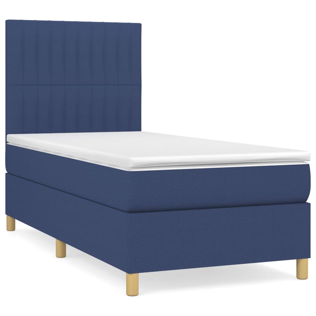 Boxspring met matras stof blauw 90x190 cm Bedden & bedframes | Creëer jouw Trendy Thuis | Gratis bezorgd & Retour | Trendy.nl