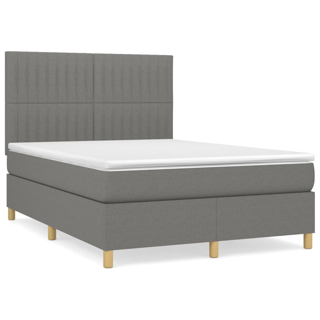 Boxspring met matras stof donkergrijs 140x190 cm Bedden & bedframes | Creëer jouw Trendy Thuis | Gratis bezorgd & Retour | Trendy.nl