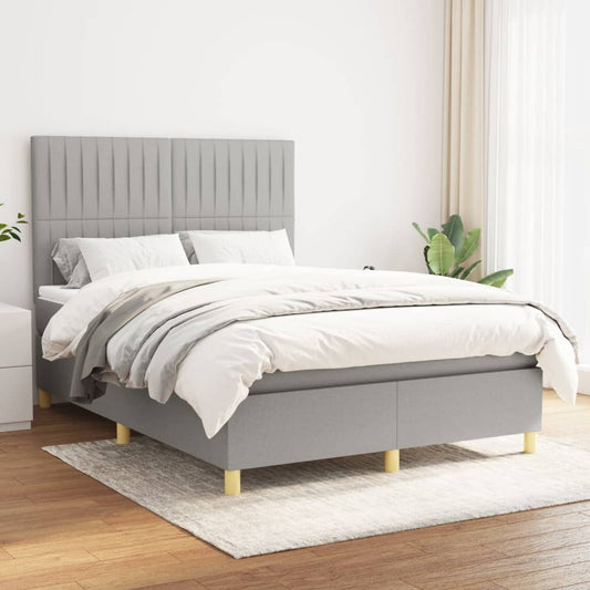 Boxspring met matras stof lichtgrijs 140x200 cm Bedden & bedframes | Creëer jouw Trendy Thuis | Gratis bezorgd & Retour | Trendy.nl