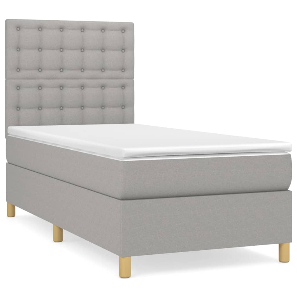 Boxspring met matras stof lichtgrijs 90x190 cm Bedden & bedframes | Creëer jouw Trendy Thuis | Gratis bezorgd & Retour | Trendy.nl