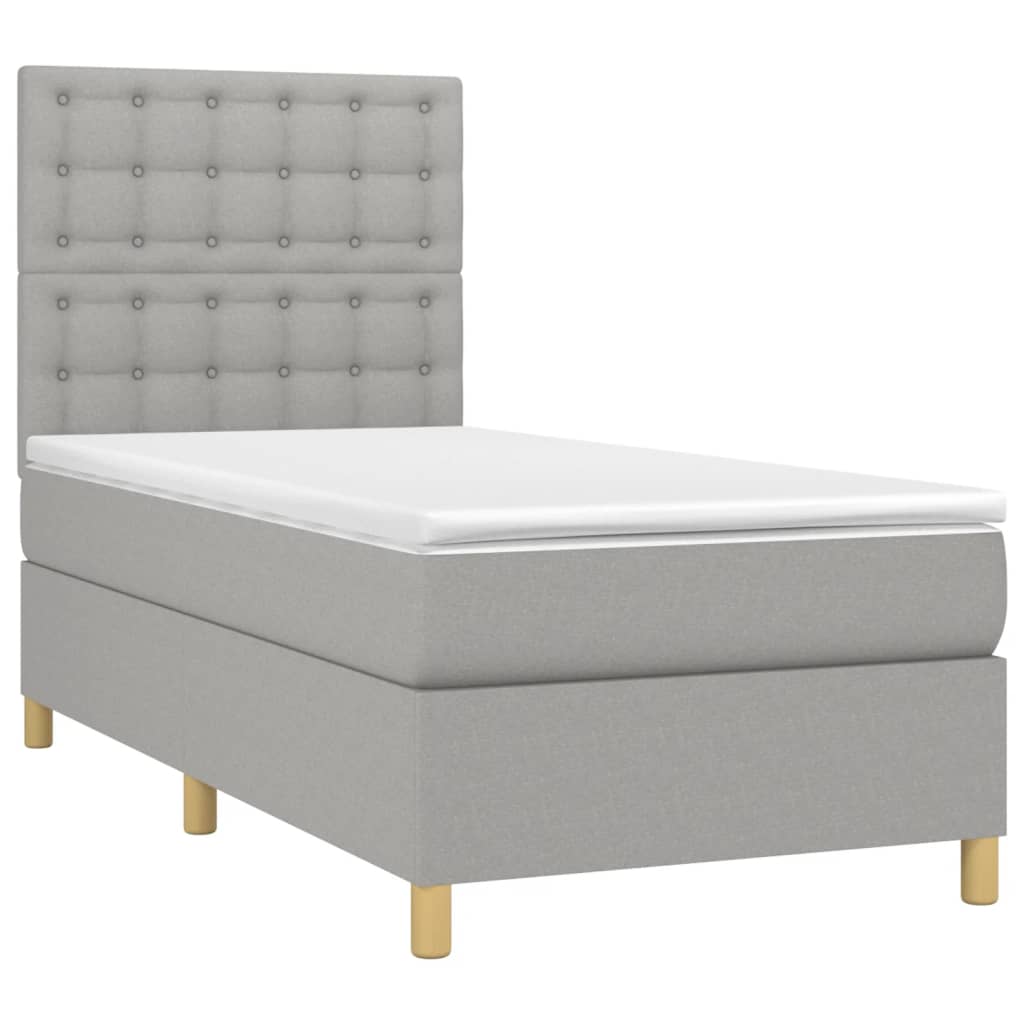 Boxspring met matras stof lichtgrijs 90x190 cm Bedden & bedframes | Creëer jouw Trendy Thuis | Gratis bezorgd & Retour | Trendy.nl