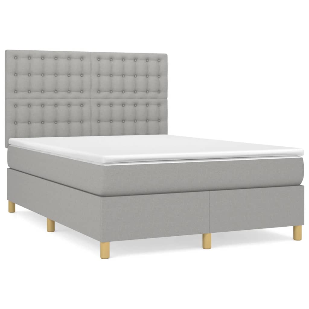 Boxspring met matras stof lichtgrijs 140x200 cm Bedden & bedframes | Creëer jouw Trendy Thuis | Gratis bezorgd & Retour | Trendy.nl