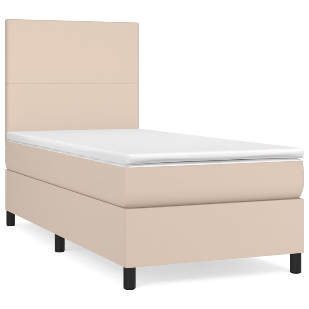 Boxspring met matras kunstleer cappuccinokleurig 90x190 cm Bedden & bedframes | Creëer jouw Trendy Thuis | Gratis bezorgd & Retour | Trendy.nl